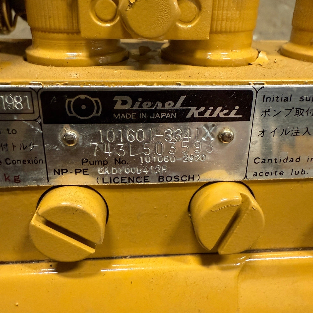 101601-3341R (101060-2920 ; 6138-72-1981) Rebuilt Diesel Kiki Injection Pump fits Komatsu Engine - Goldfarb & Associates Inc