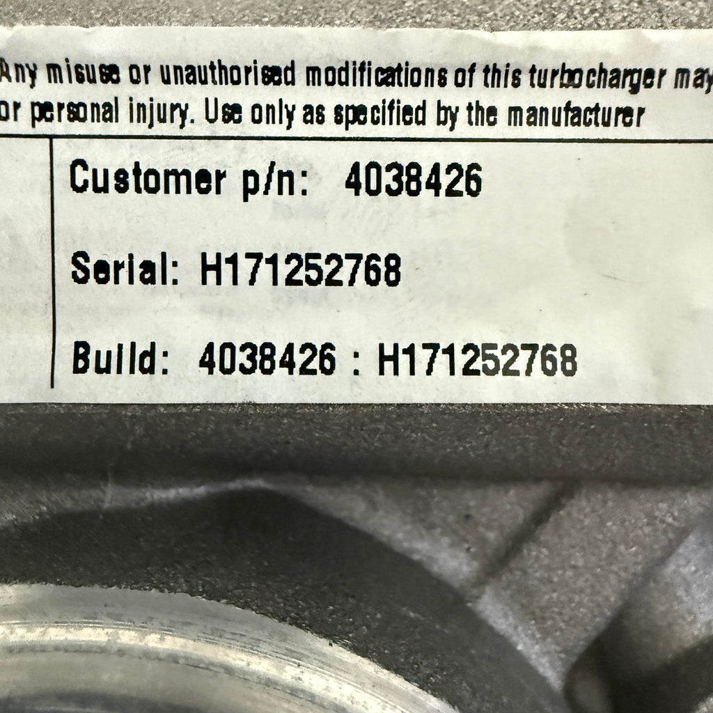 4038426N (4089189 ; 4038422) New Holset HX40W Turbocharger fits Cummins KCEC 6C Engine - Goldfarb & Associates Inc