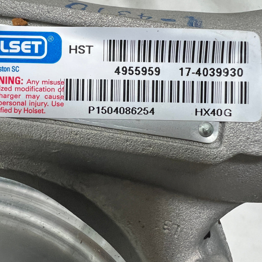 4955959N (4039930 ; 4039987) New Holset HX40G Turbocharger fits Cummins 6CT CNG Engine - Goldfarb & Associates Inc