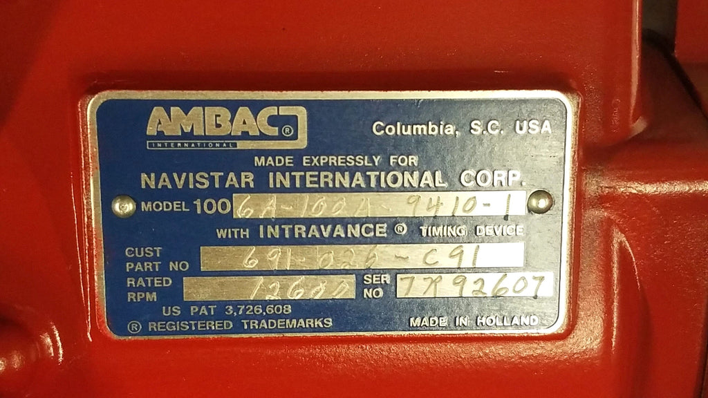 691-026R (77P92607) Rebuilt Ambac M100 Injection Pump IHC 4386 Fits B Series Diesel Engine - Goldfarb & Associates Inc