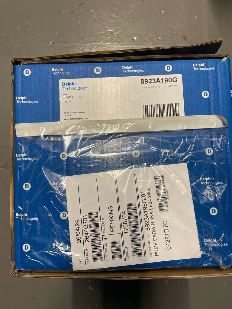 8923A190GDR (2644G721; 8920A482T; 2644G701; 8920A480T through 8920A489T) New Delphi 4 Cylinder DP200 Injection Pump Fits Perkins Darwen 1004.4D 4.2L 1104.4-4NA Diesel Engine - Goldfarb & Associates Inc