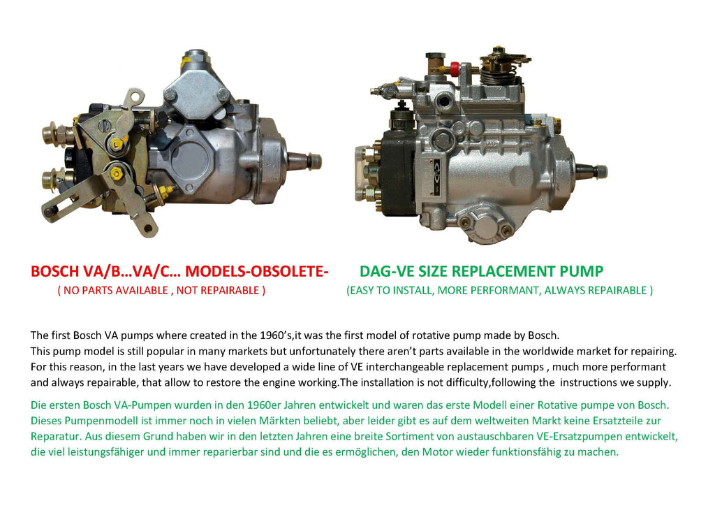 0-460-313-018DR (770798) Rebuilt Bosch VA Upgrade Injection Pump fits Fiat 2.6L 37kW 8035 Engine - Goldfarb & Associates Inc