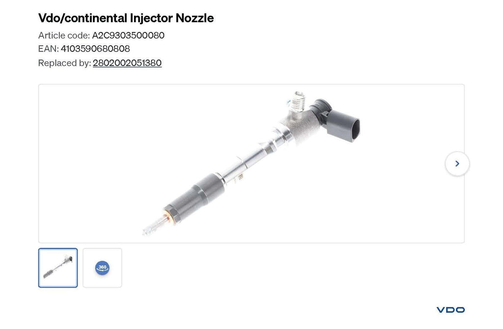 GK2Q9K546ACN (2143478; 2802002051380) New VDO Fuel Injector Fits Ford Peugeot V363 Engine - Goldfarb & Associates Inc