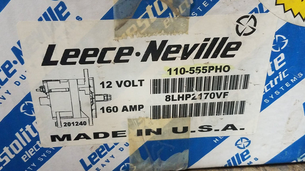 110-555PHON (8LHP2170VF) New Neville 12V 160A Generator Leece - Goldfarb & Associates Inc