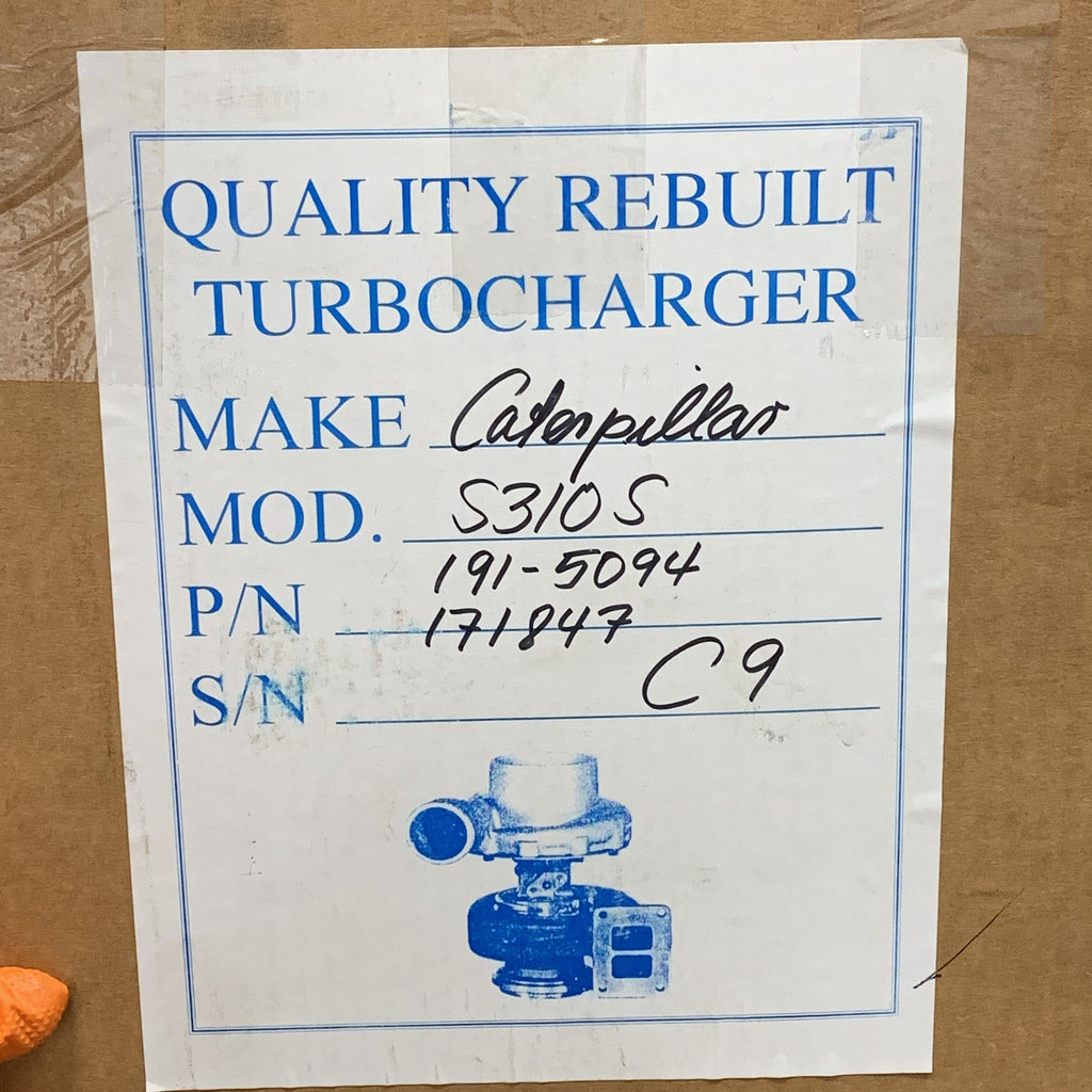 191-5094N (171847) New Borg Warner S310C080 Turbocharger fits Caterpillar C9 Engine - Goldfarb & Associates Inc