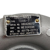 49179-02712R (ME304598; 49179-02710, 49179-02711, 49179-02713, 4917902712; ME303063, ME304031, ME304598, ME445047) Rebuilt Mitsubishi TD06-7 Turbocharger Fits 2004- Mitsubishi Fuso FK61FK, FM65F 278HP 17T 4AT, Various with 6M60 EURO 4 Engine - Goldfarb & Associates Inc