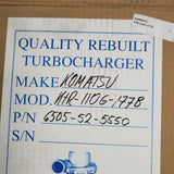 6505-52-5550R (6505525550R) Rebuilt KTR-110G Turbocharger fits Komatsu Engine - Goldfarb & Associates Inc